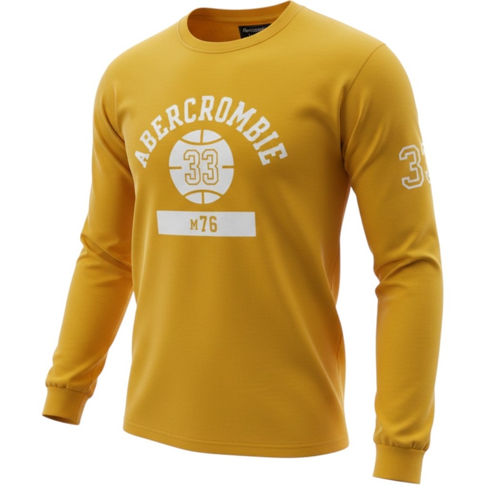 Vintage 90s Abercrombie & Fitch Yellow Graphic Long Sleeve Shirt XXL Oversized